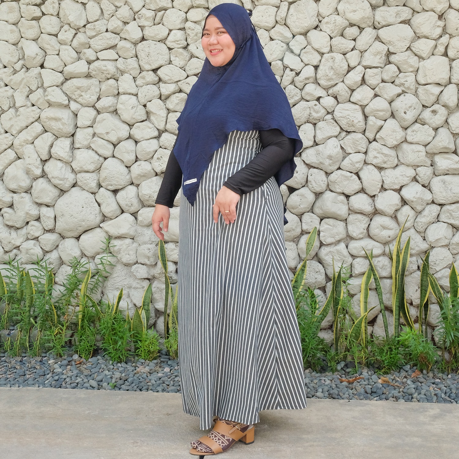 Sheilla Stripes Dress - Gamis Kensy Salur Kecil dan Besar