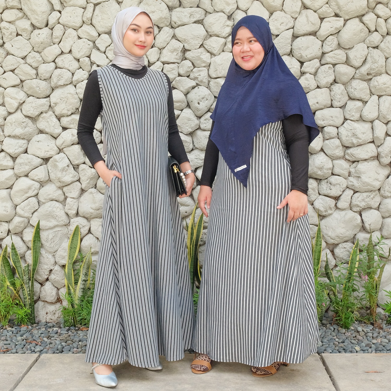 Sheilla Stripes Dress - Gamis Kensy Salur Kecil dan Besar