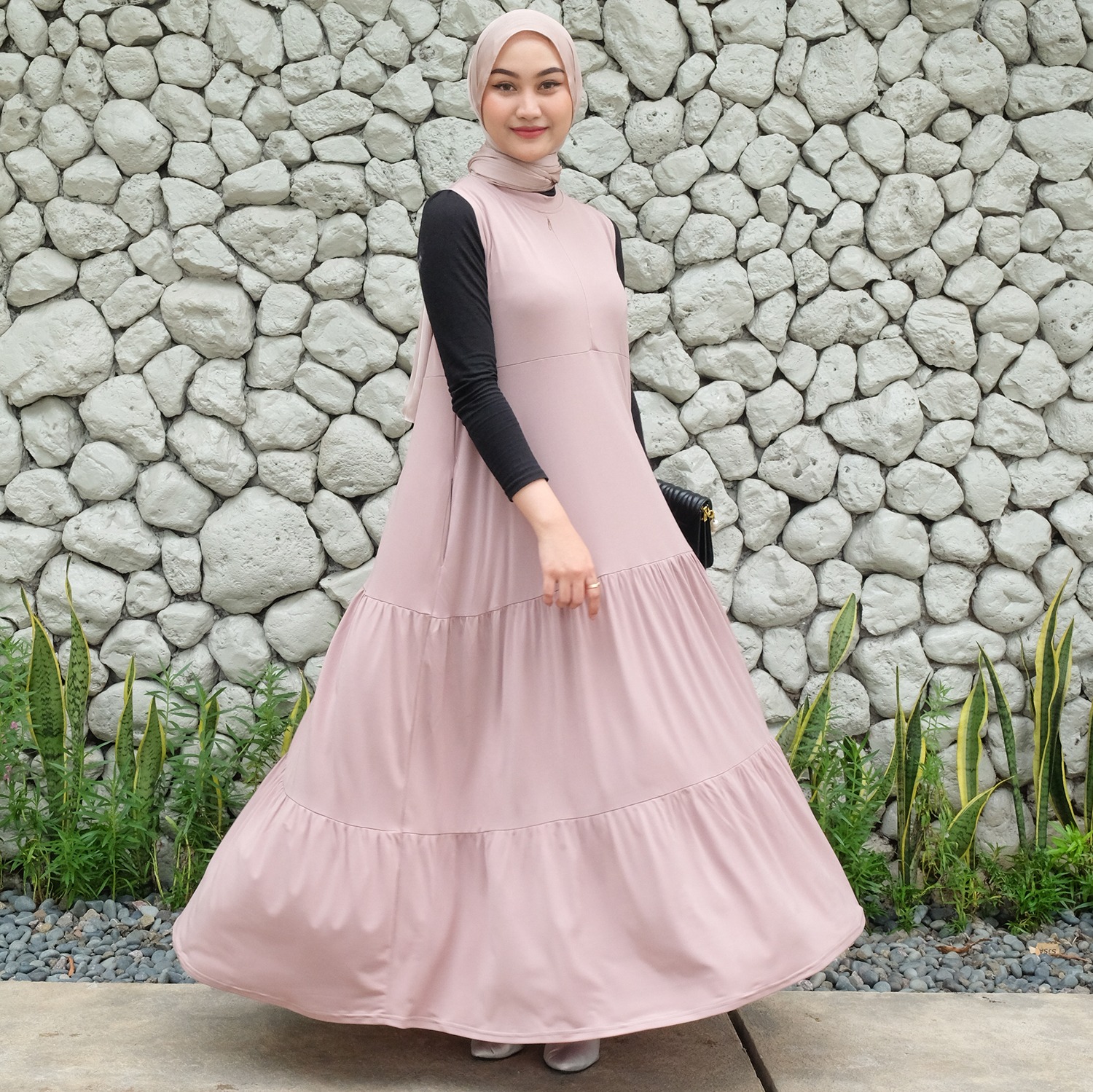 Sheilla Ruffle Sleeveless Jersey Dress - Gamis Susun Tanpa Lengan Busui Friendly