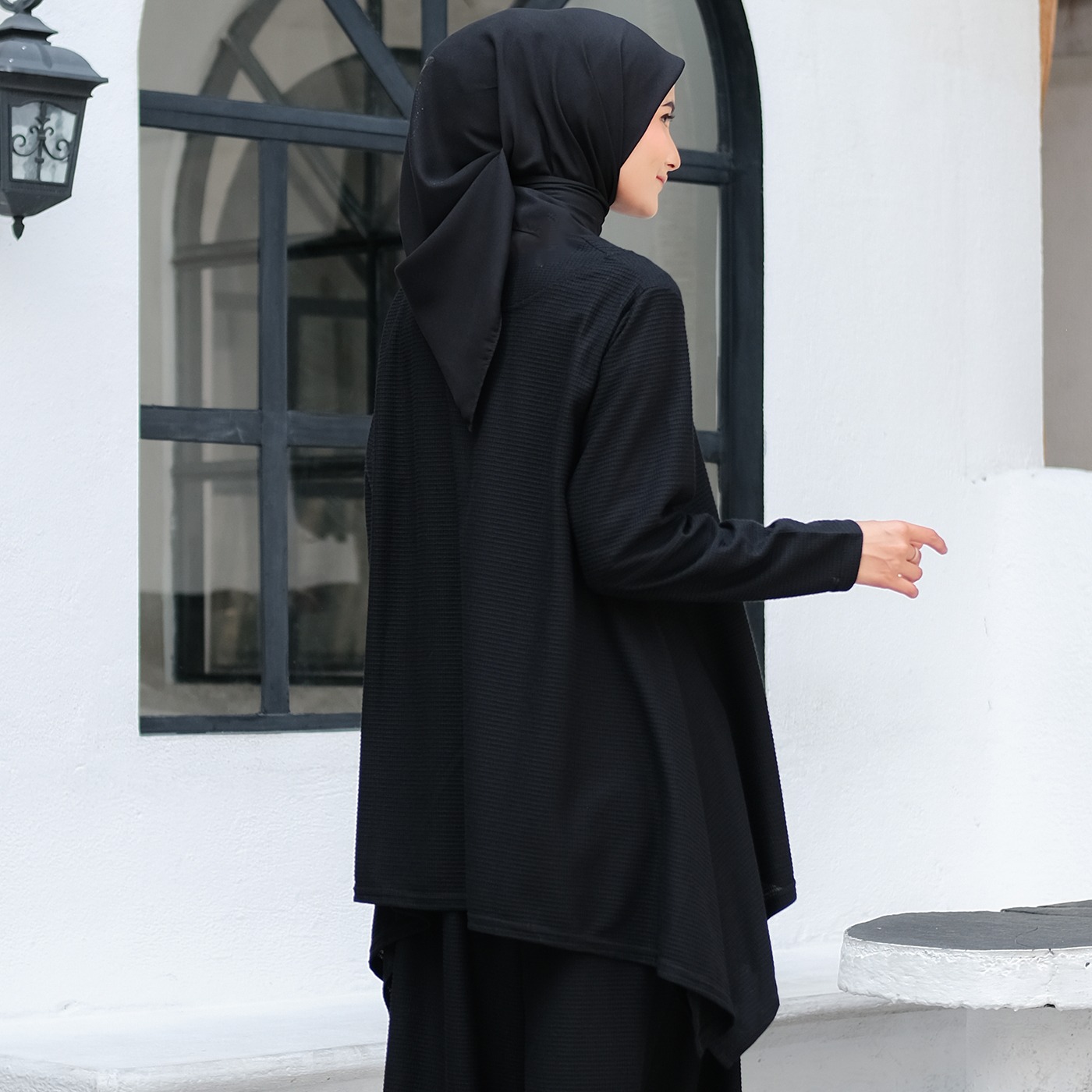 Oneset Simple Waffle Knit Series Black - SetelanSimple  Rok dan Kulot Kaos Knit Waffle