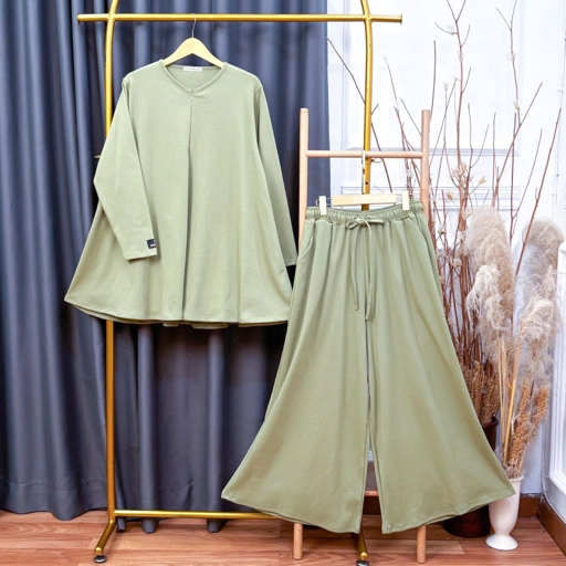 JV Hasanah Azzahra Set Knit Rib Katun Jumbo Busui Olahraga Oneset