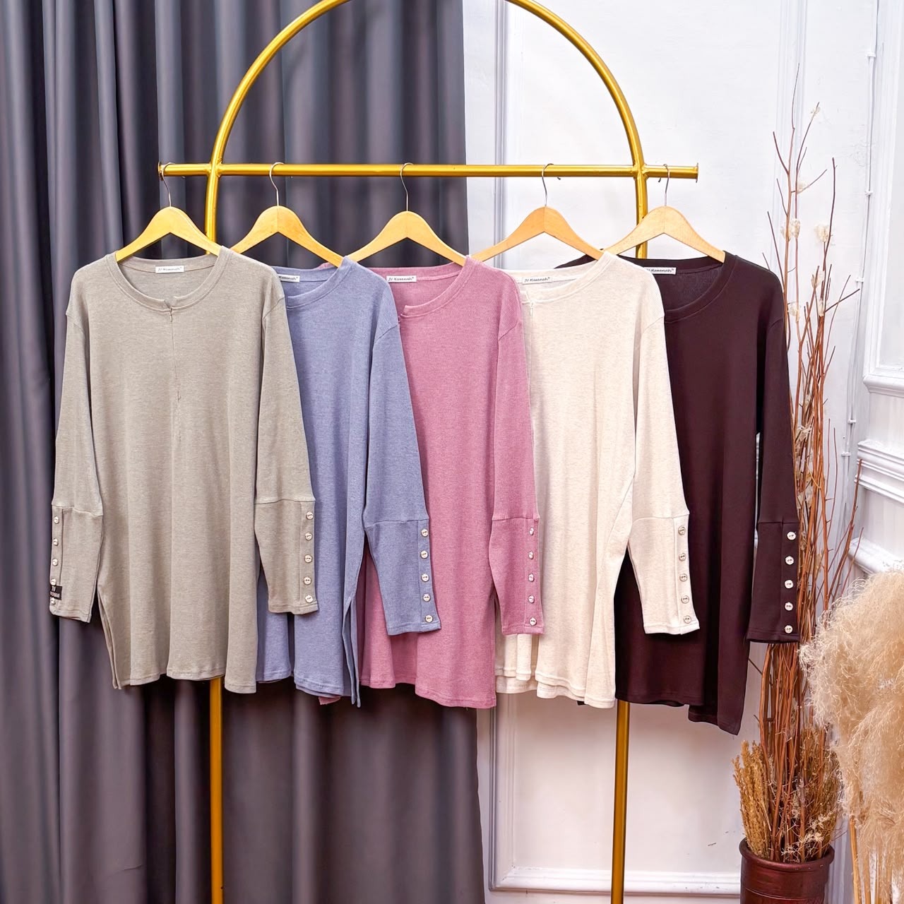 Setelan Kulot Kaos Knit Kancing Jumbo Busui - JV Hasanah Oneset Baju Knit Kancing