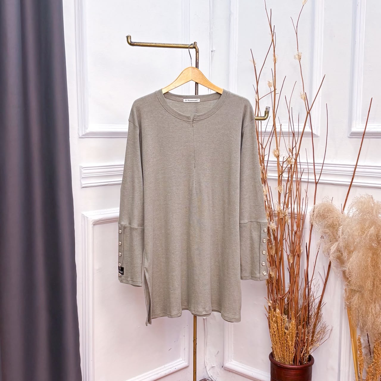 Setelan Kulot Kaos Knit Kancing Jumbo Busui - JV Hasanah Oneset Baju Knit Kancing