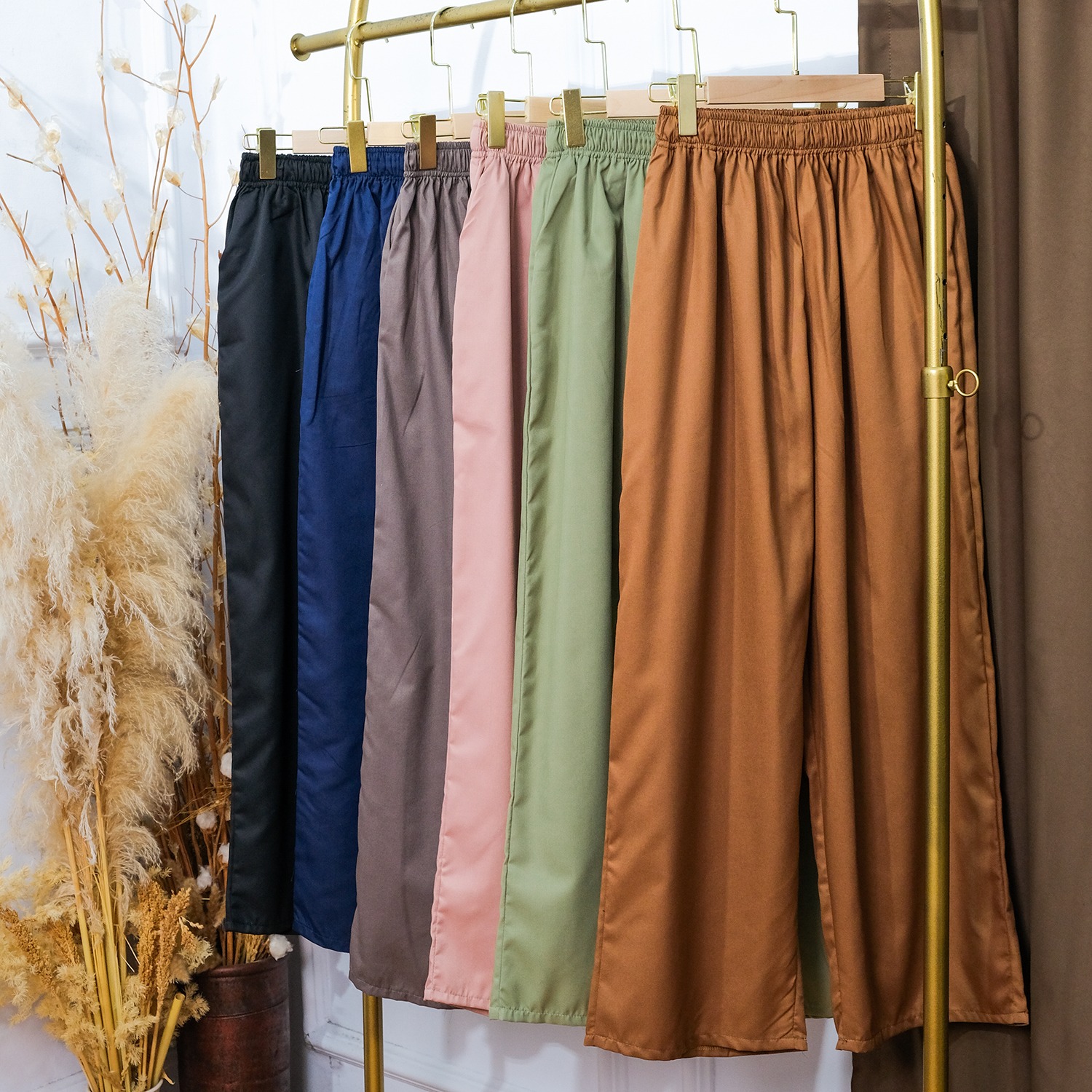 Asena Loose Cotton Pants - Celana Katun Lurus Pinggang Full Karet