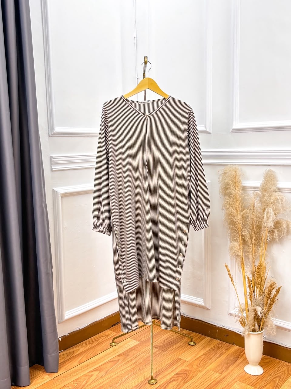 Setelan Tunik Kancing Busui Friendly Kaos Adem - JV Hasanah Midi Tunic