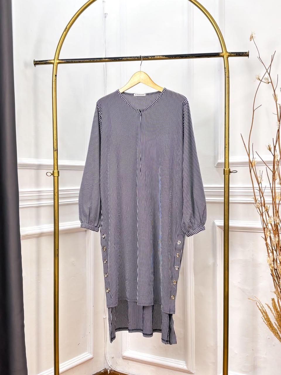 Setelan Tunik Kancing Busui Friendly Kaos Adem - JV Hasanah Midi Tunic