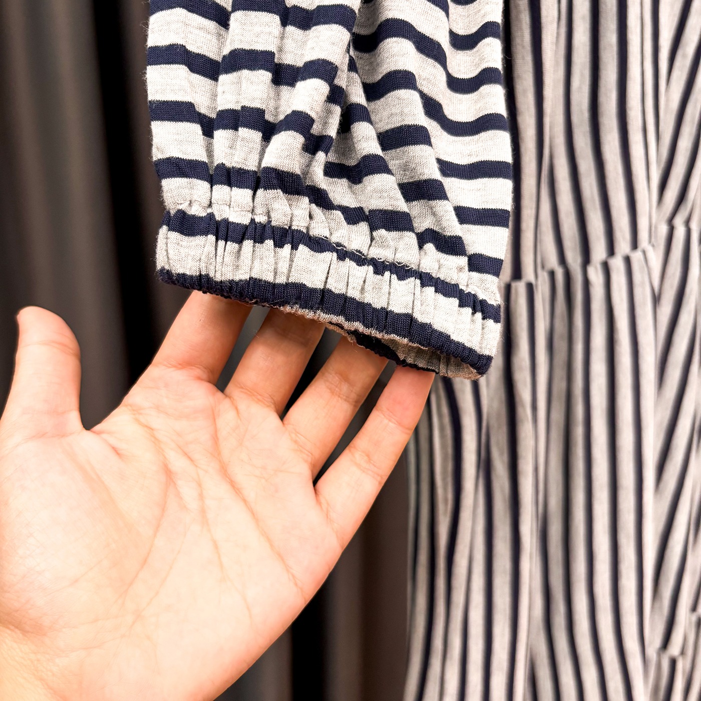 Elle Big Stripes Tunic - Tunik Ruffle Salur Kaos Katun Rayon