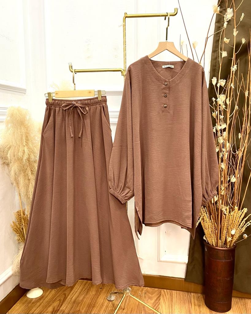 Selena Set Rok Busui - Setelan Rok Jumbo Busui Cey Crinkle Airflow Premium Adem Lembut
