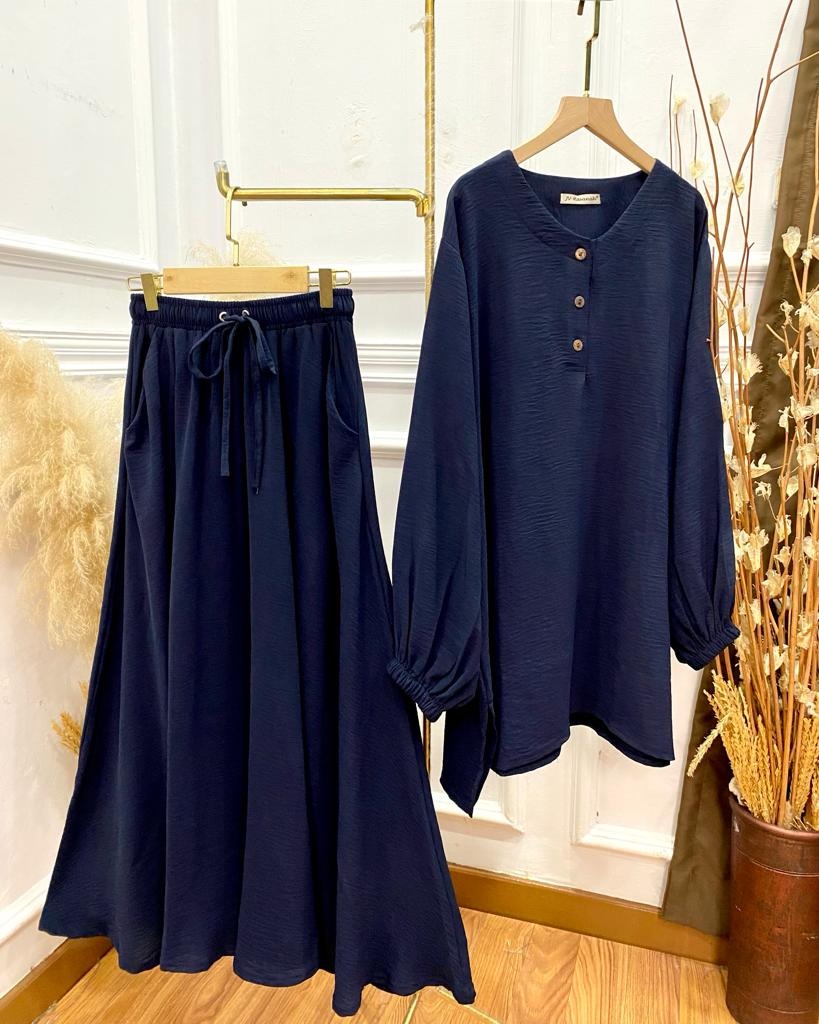Selena Set Rok Busui - Setelan Rok Jumbo Busui Cey Crinkle Airflow Premium Adem Lembut