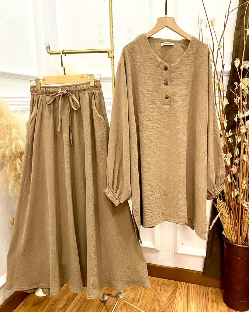 Selena Set Rok Busui - Setelan Rok Jumbo Busui Cey Crinkle Airflow Premium Adem Lembut