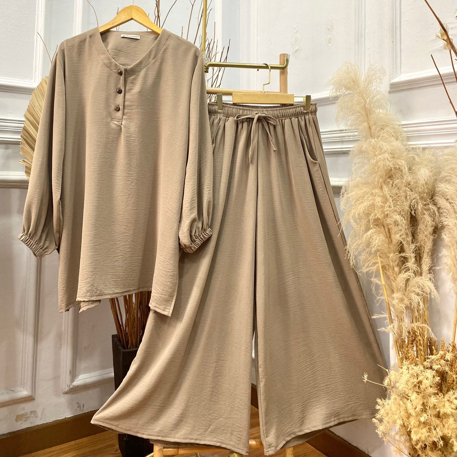 Oneset Culottes Jumbo Crinkle - Setelan Culottes Jumbo Busui Cey Crinkle Airflow Premium