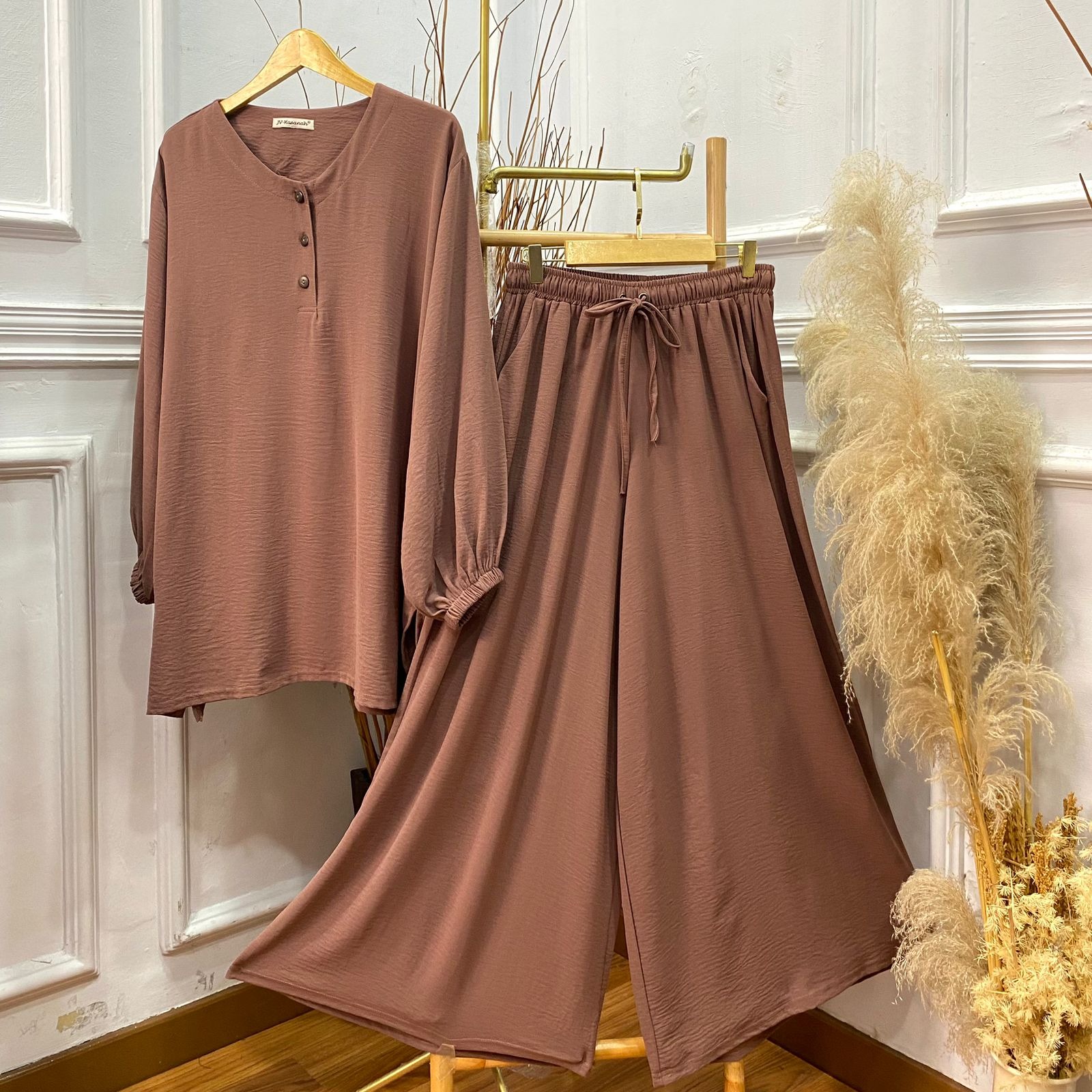 Oneset Culottes Jumbo Crinkle - Setelan Culottes Jumbo Busui Cey Crinkle Airflow Premium