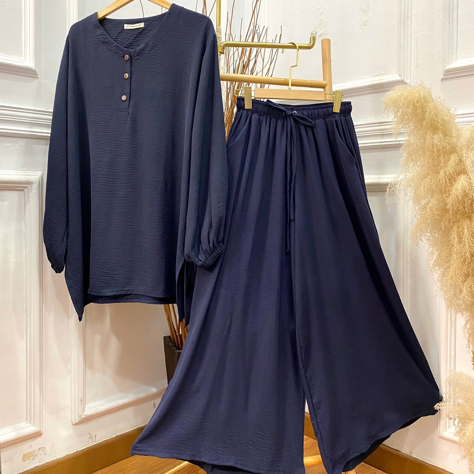 Oneset Culottes Jumbo Crinkle - Setelan Culottes Jumbo Busui Cey Crinkle Airflow Premium