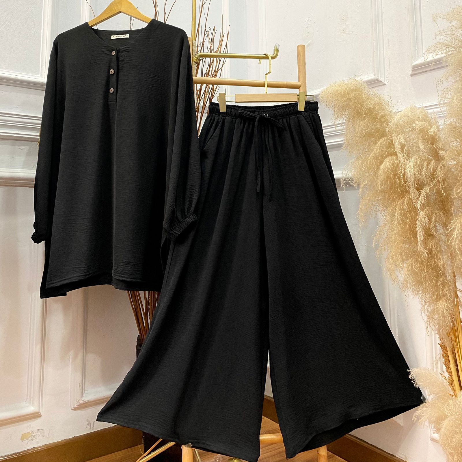 Oneset Culottes Jumbo Crinkle - Setelan Culottes Jumbo Busui Cey Crinkle Airflow Premium