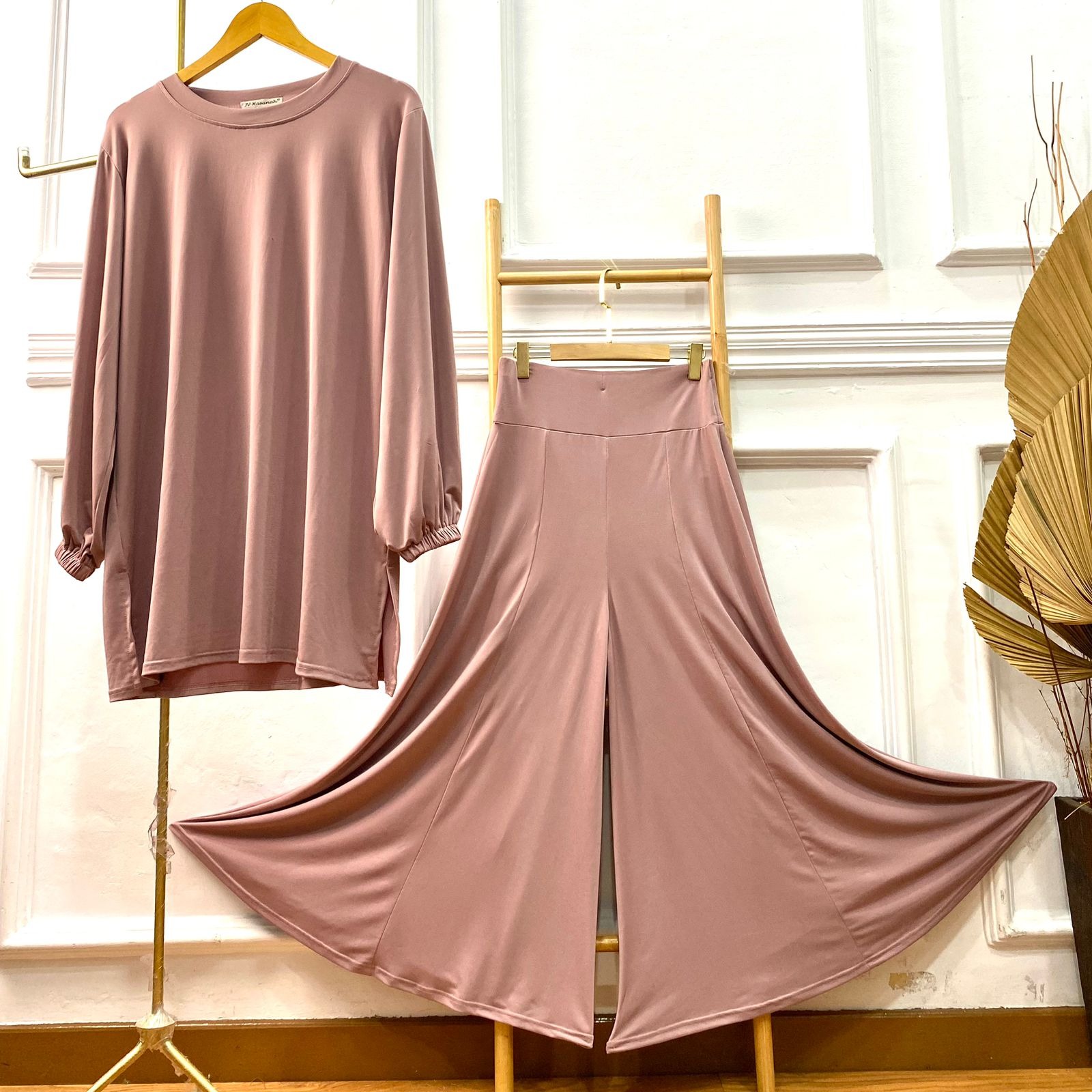 Oneset Culottes Baju Kurung Jersey - Setelan Kulot Jumbo Baju Kurung Jersey Premium Polos Adem