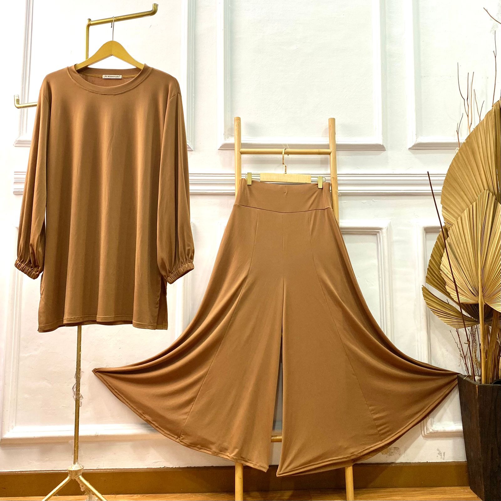Oneset Culottes Baju Kurung Jersey - Setelan Kulot Jumbo Baju Kurung Jersey Premium Polos Adem