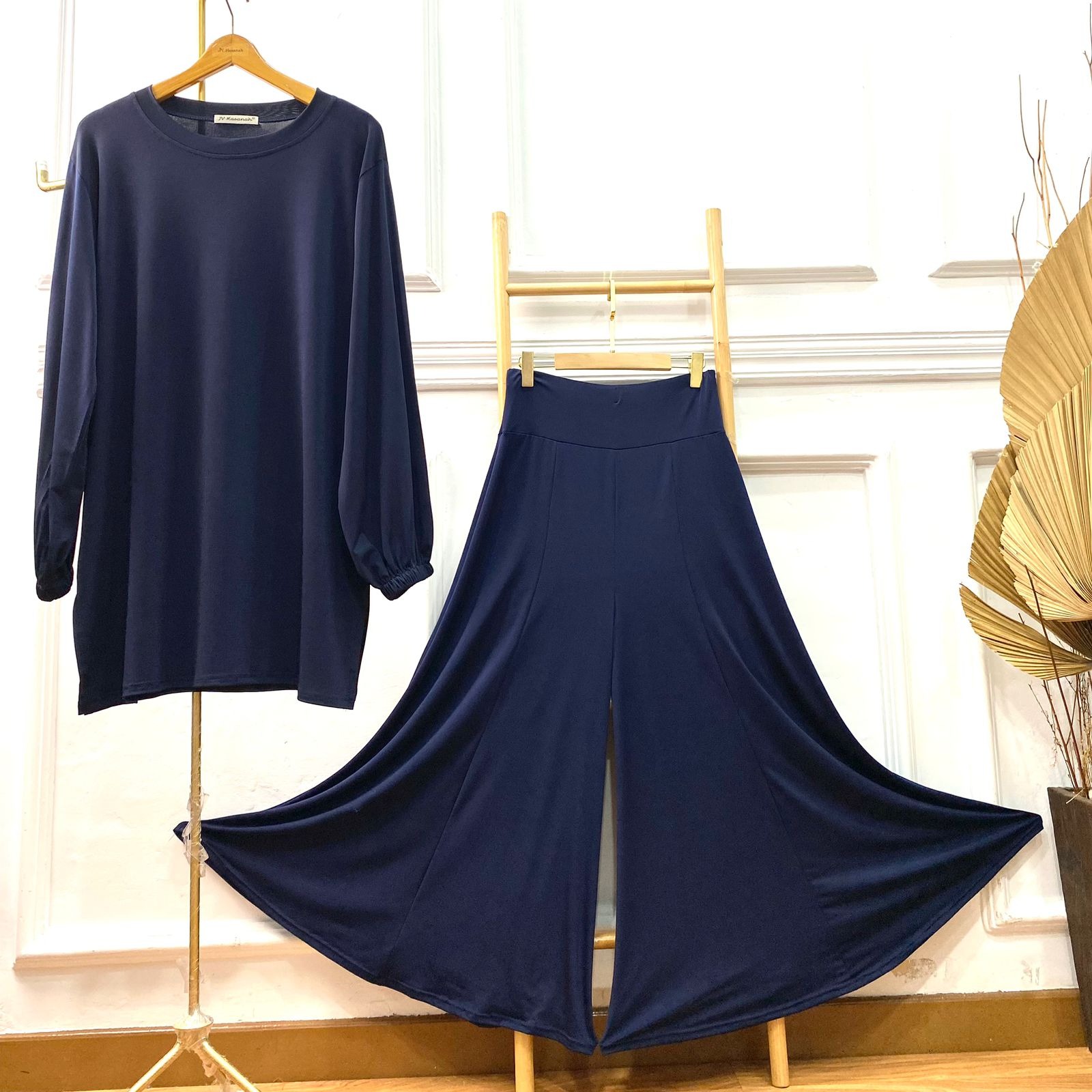 Oneset Culottes Baju Kurung Jersey - Setelan Kulot Jumbo Baju Kurung Jersey Premium Polos Adem