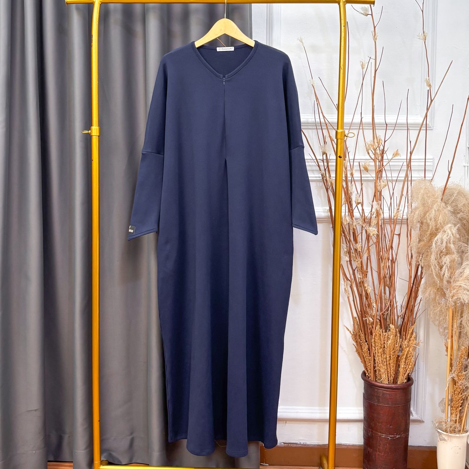 JV Hasanah Aisyah Abaya Knit Rib - Abaya Katun Knit Jumbo Busui Umroh