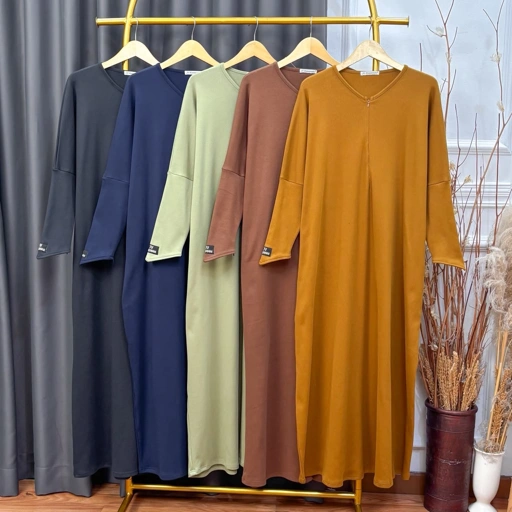 JV Hasanah Aisyah Abaya Knit Rib - Abaya Katun Knit Jumbo Busui Umroh