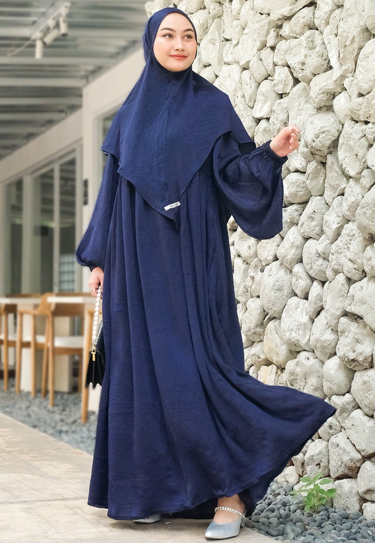 JV Hasanah Safiya Shimmer Dress with Khimar - Set Gamis Khimar Silk