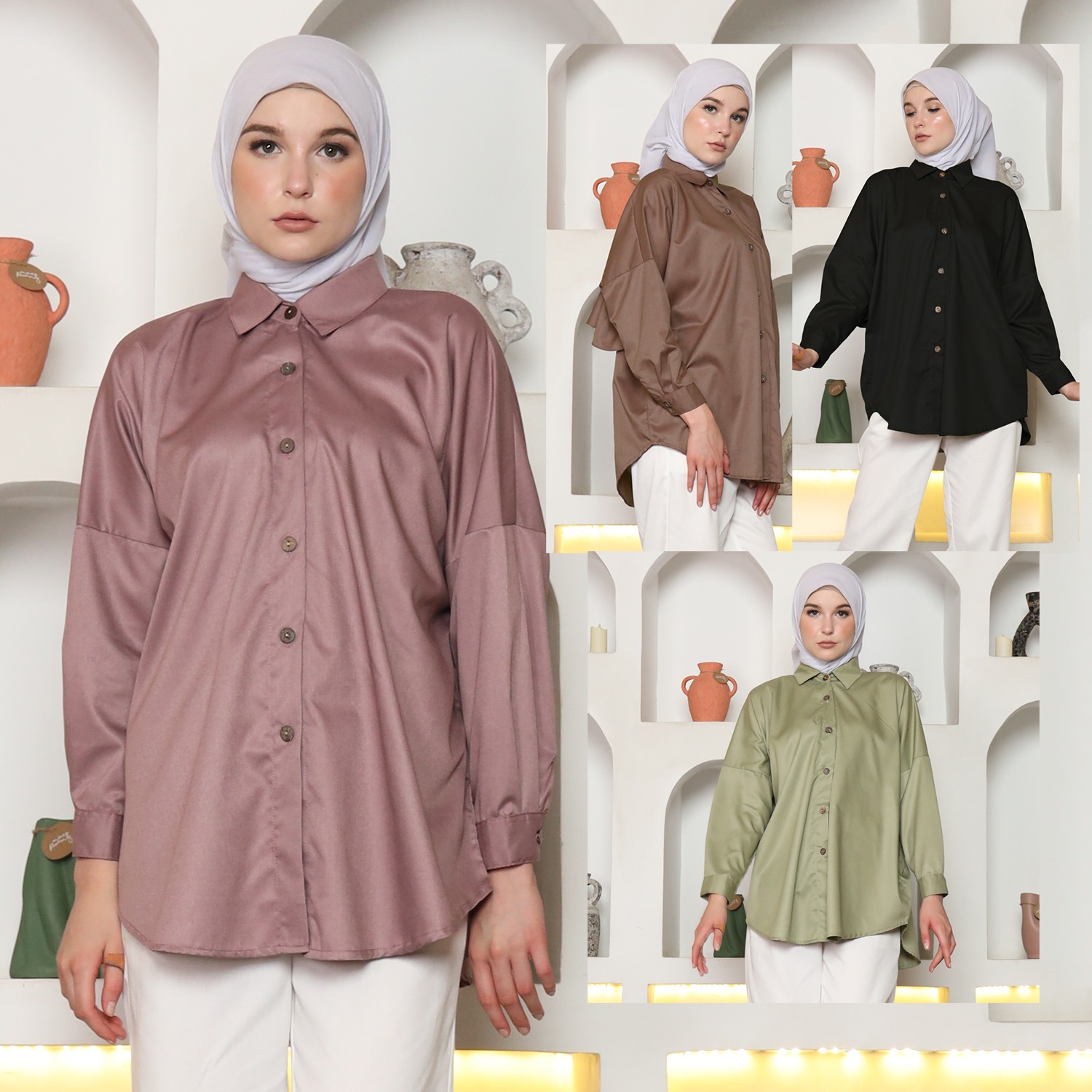 Dania Layer Top - Atasan Kemeja Batwing Layer Belakang