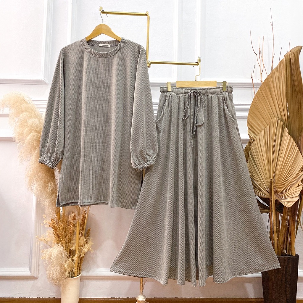 Oneset Baju Kurung Knit Honstut - Setelan Rok Knit Honstut Baju Kurung