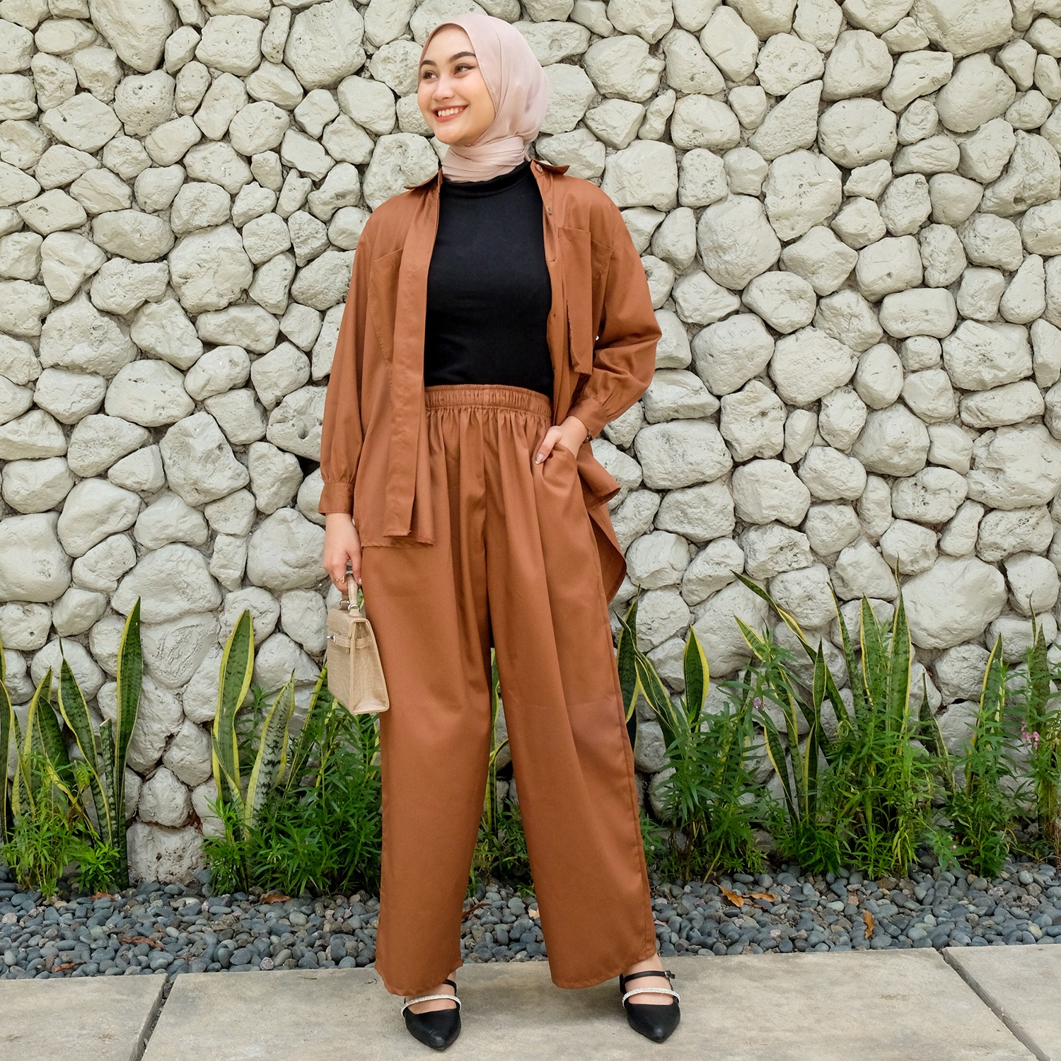 Asena Loose Cotton Pants - Celana Katun Lurus Pinggang Full Karet
