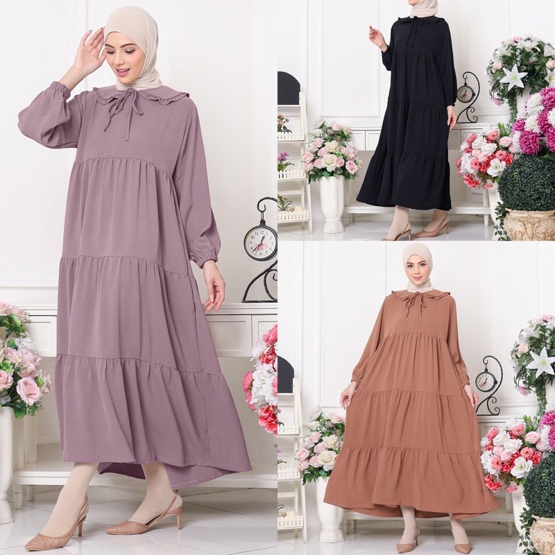 Elle Crinkle Dress - Gamis Crinkle Tangan Kerut Krah Busui