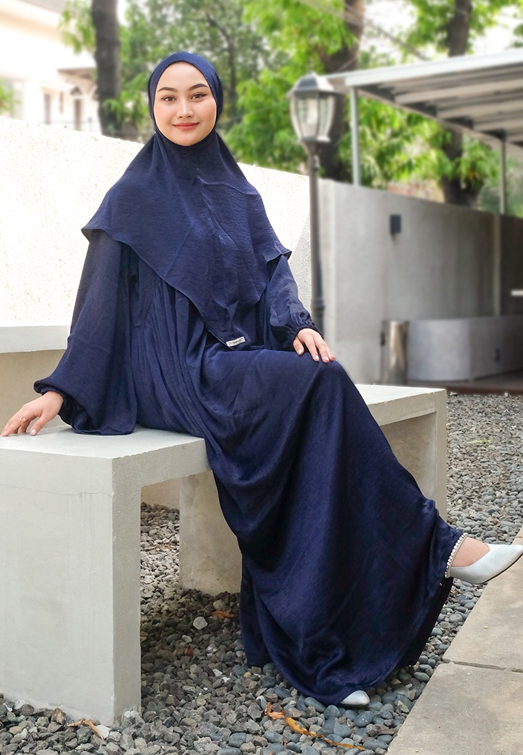 JV Hasanah Safiya Shimmer Dress with Khimar - Set Gamis Khimar Silk