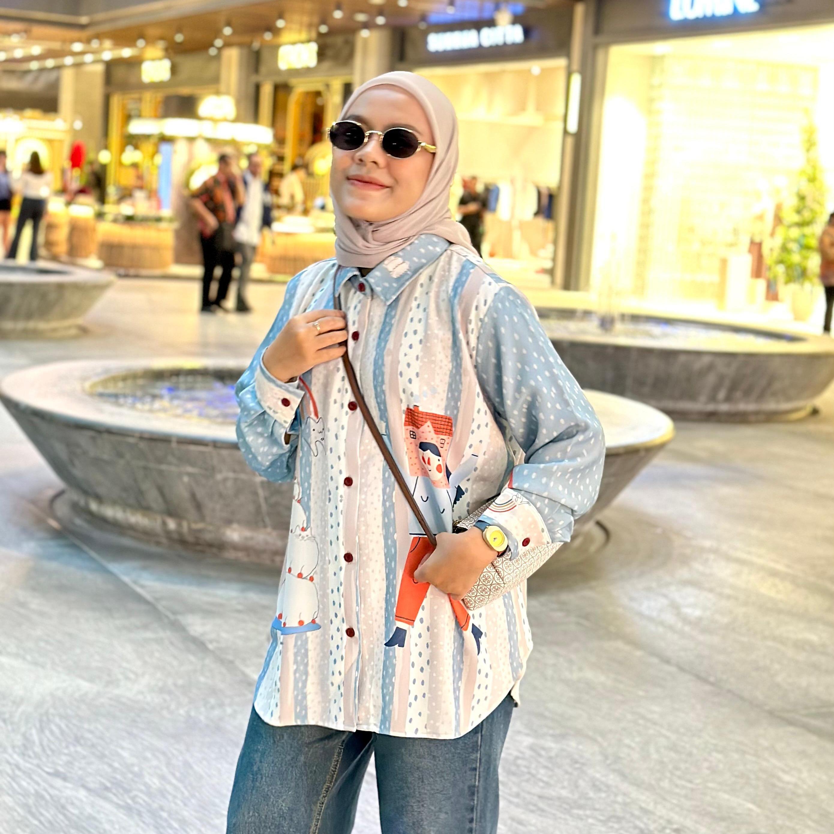 KEMEJA FULL PRINT BELLA BAHAN STUDIO BY AMEELA. KL