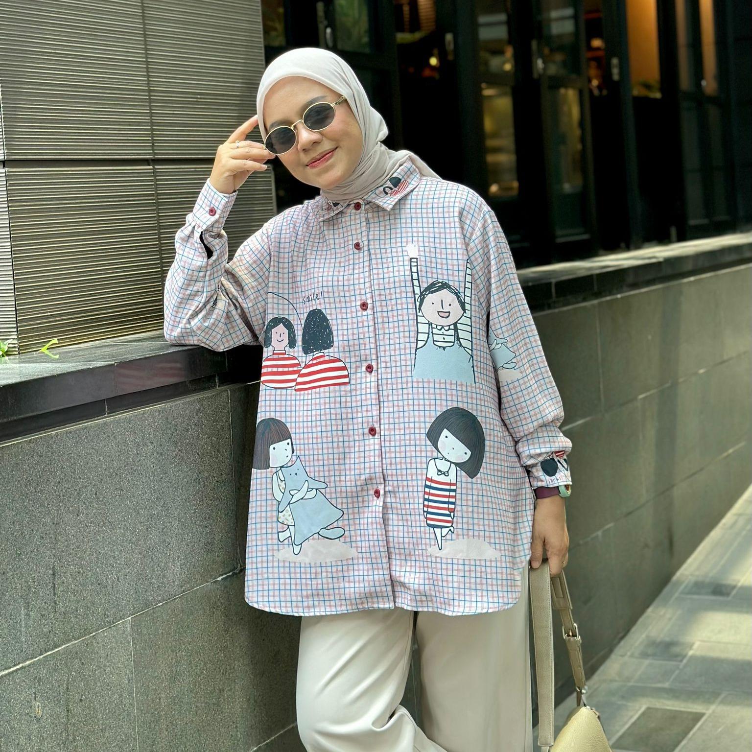 KEMEJA FULL PRINT KOTAK HALUS JENI BY AMEELA.KL