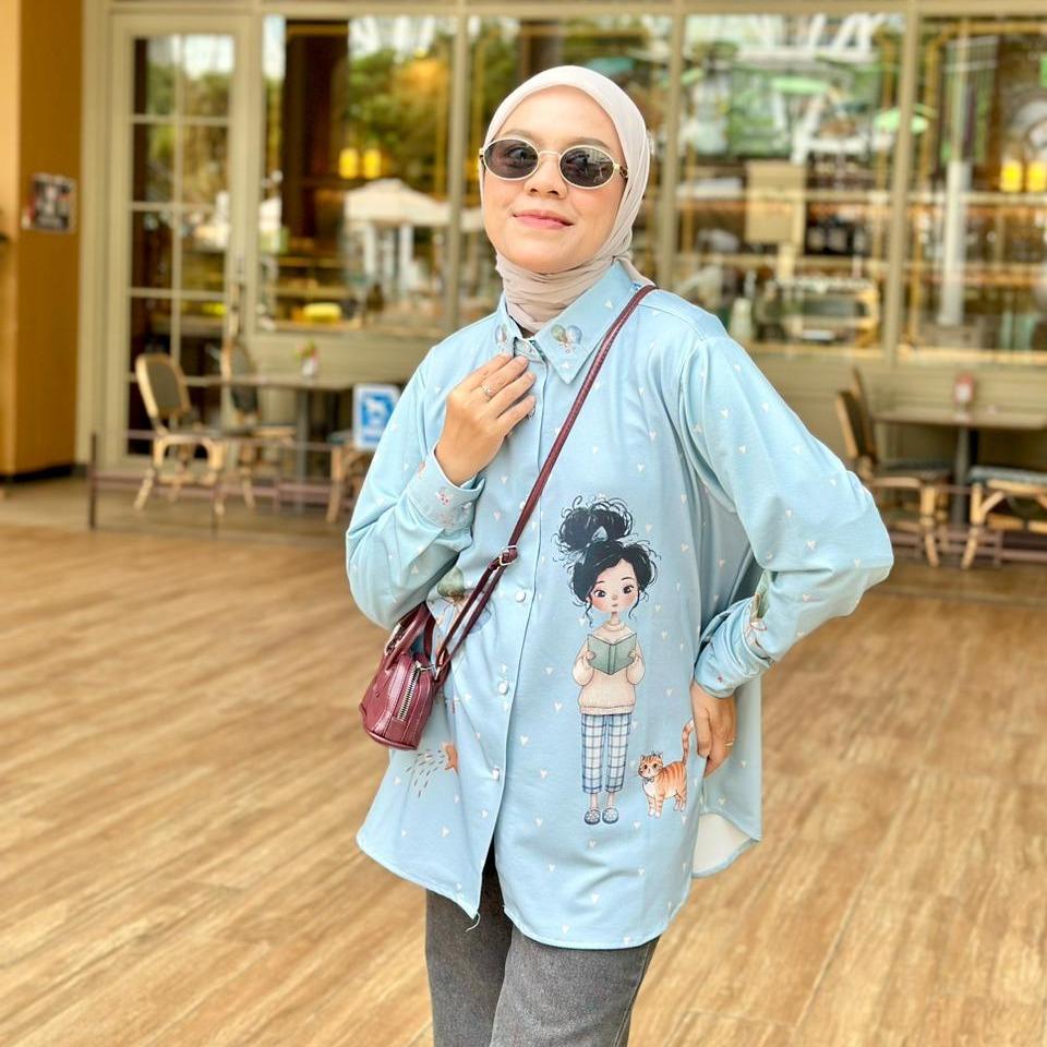KEMEJA FULL PRINT AMEELA.KL VELO BAHAN CREP LEMBUT