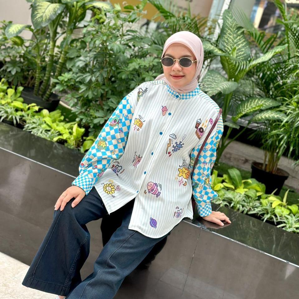 KEMEJA FULL PRINT SANI MOTIF LUCU STUDIO SILK  BY AMEELA.KL