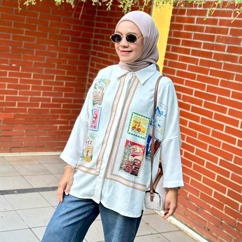 KEMEJA OVERSIZE ARUMI CREP LEONY BY AMEELA. KL