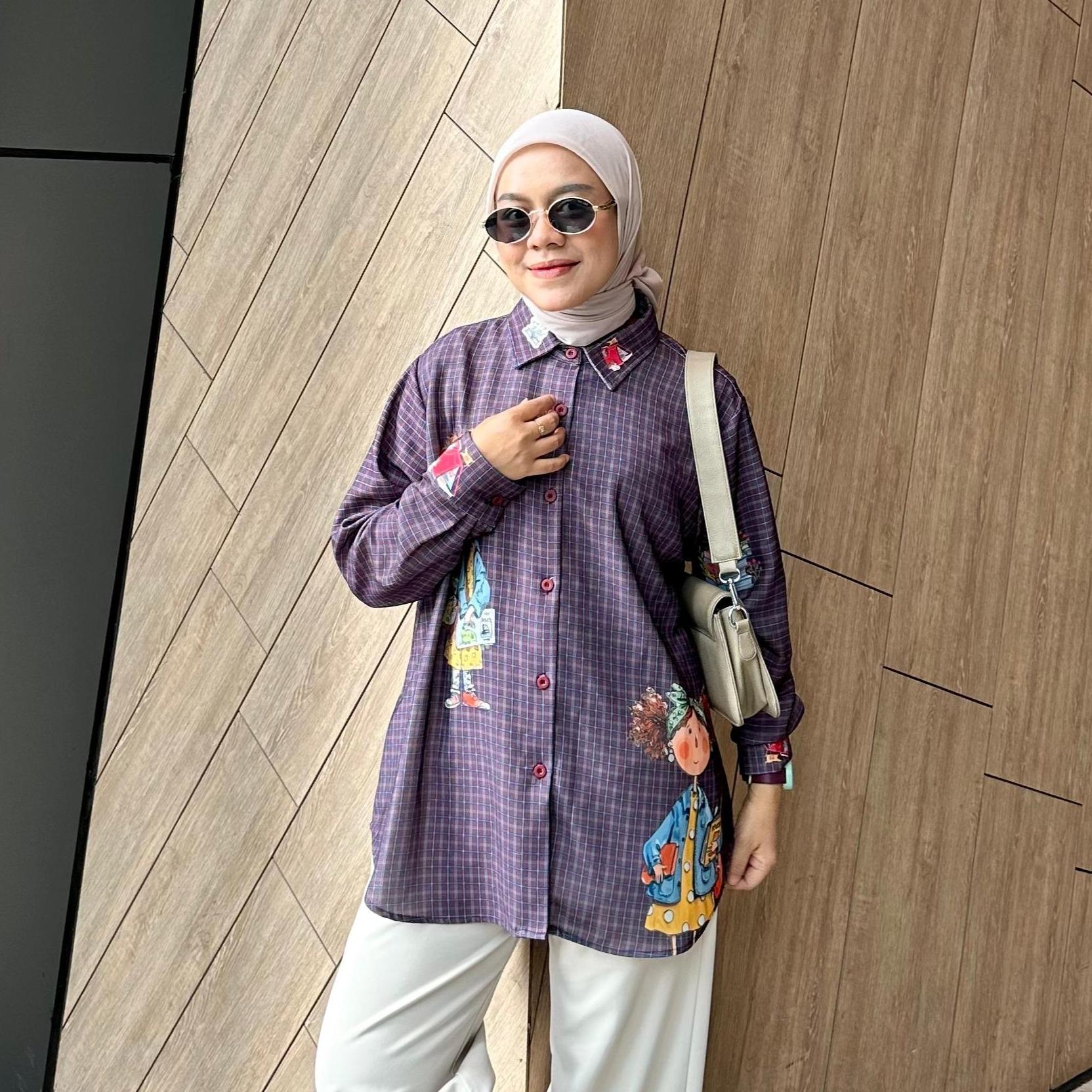 KEMEJA FULL PRINT KOTAK HALUS JENI BY AMEELA.KL