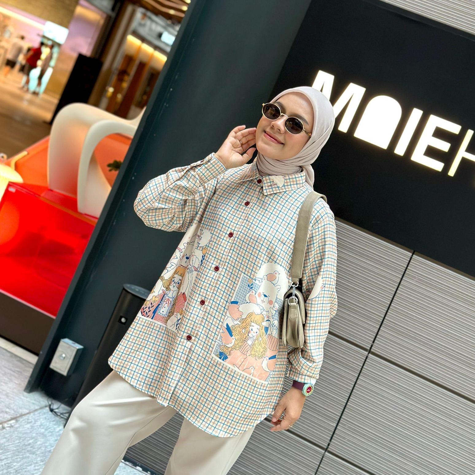 KEMEJA FULL PRINT KOTAK HALUS JENI BY AMEELA.KL