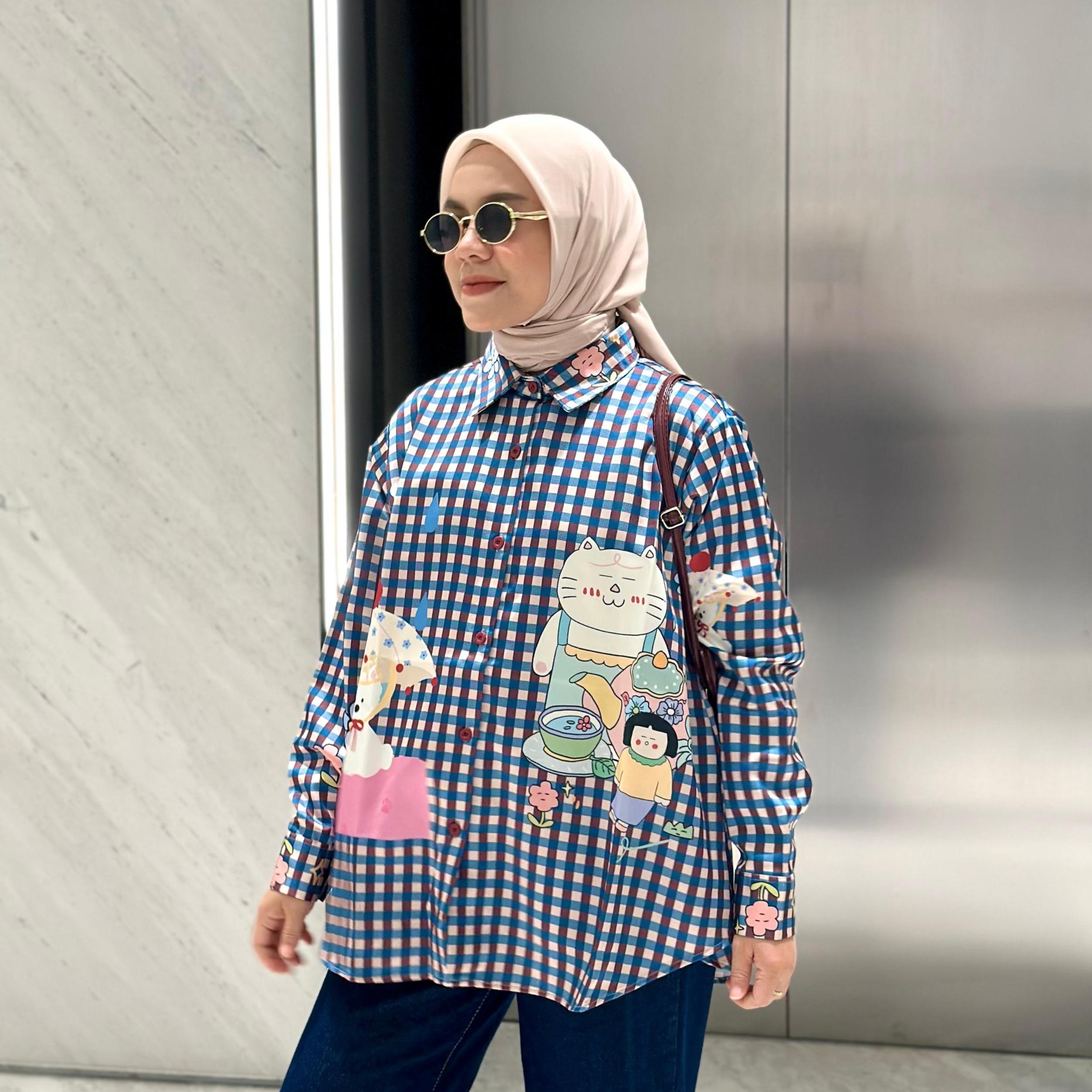 KEMEJA FULL PRINT SILK SUPER PREMIUM ROSE BY AMEELA.KL