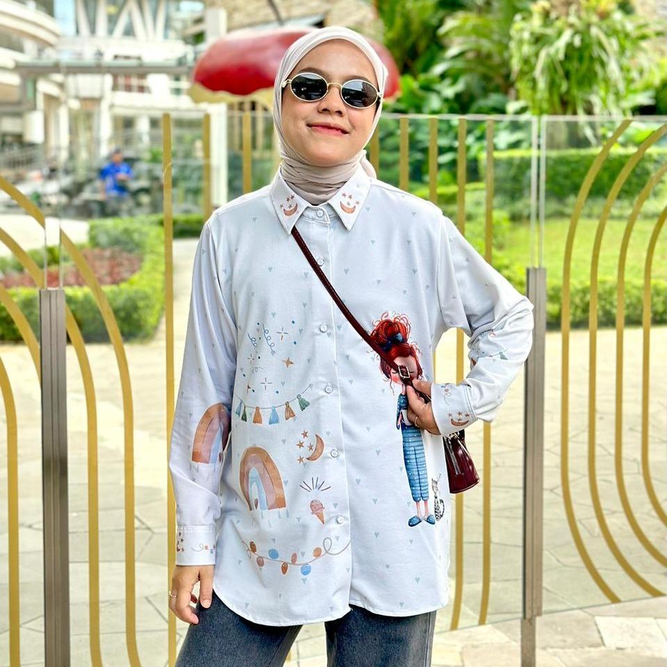 KEMEJA FULL PRINT AMEELA.KL VELO BAHAN CREP LEMBUT
