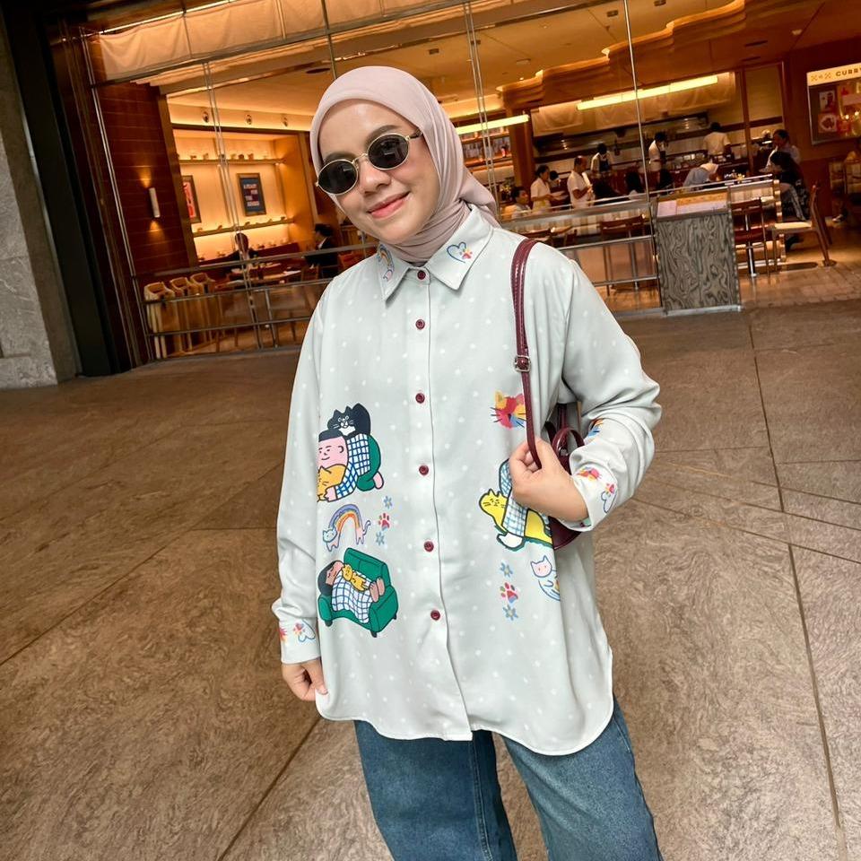 KEMEJA FULL PRINT POLKA STUDIO SILK JOELI BY AMEELA.KL