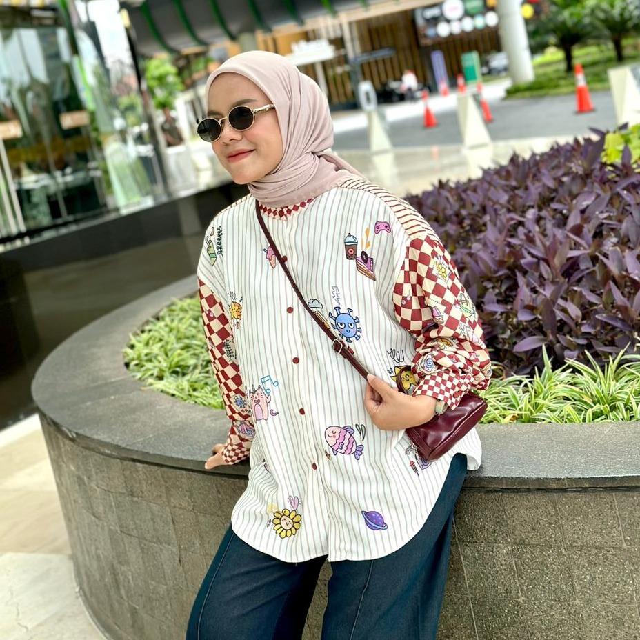 KEMEJA FULL PRINT SANI MOTIF LUCU STUDIO SILK  BY AMEELA.KL