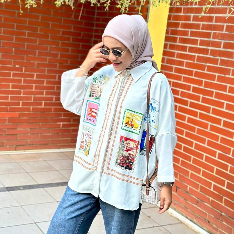 KEMEJA OVERSIZE ARUMI CREP LEONY BY AMEELA. KL