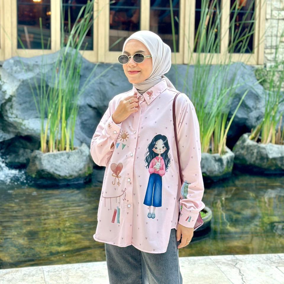 KEMEJA FULL PRINT AMEELA.KL VELO BAHAN CREP LEMBUT