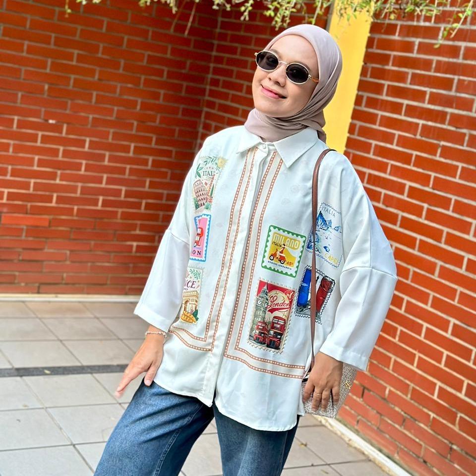 KEMEJA OVERSIZE ARUMI CREP LEONY BY AMEELA. KL