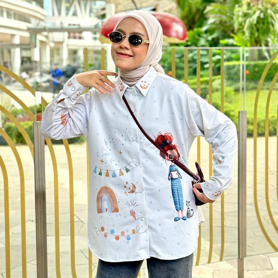 KEMEJA FULL PRINT AMEELA.KL VELO BAHAN CREP LEMBUT