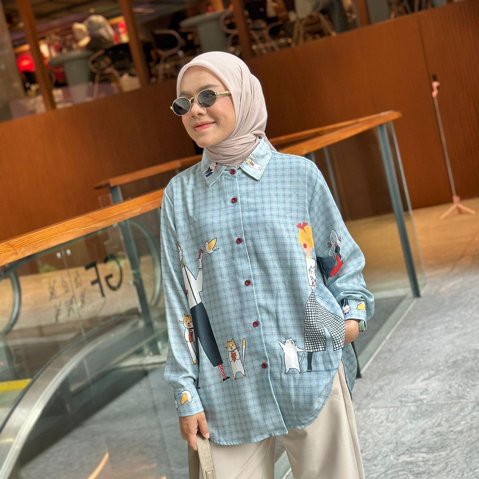 KEMEJA FULL PRINT KOTAK HALUS JENI BY AMEELA.KL