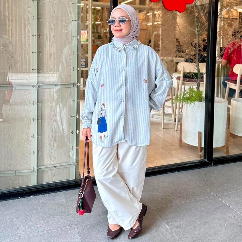 KEMEJA OVERSIZE DUMA BAHAN LOLY CREPE BY AMEELA. KL