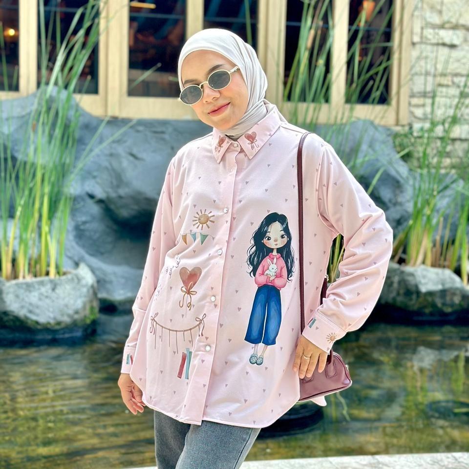 KEMEJA FULL PRINT AMEELA.KL VELO BAHAN CREP LEMBUT