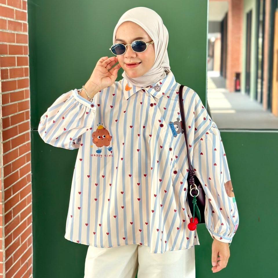 KEMEJA OVERSIZE FULL PRINT KATUN MICA BY AMEELA. KL
