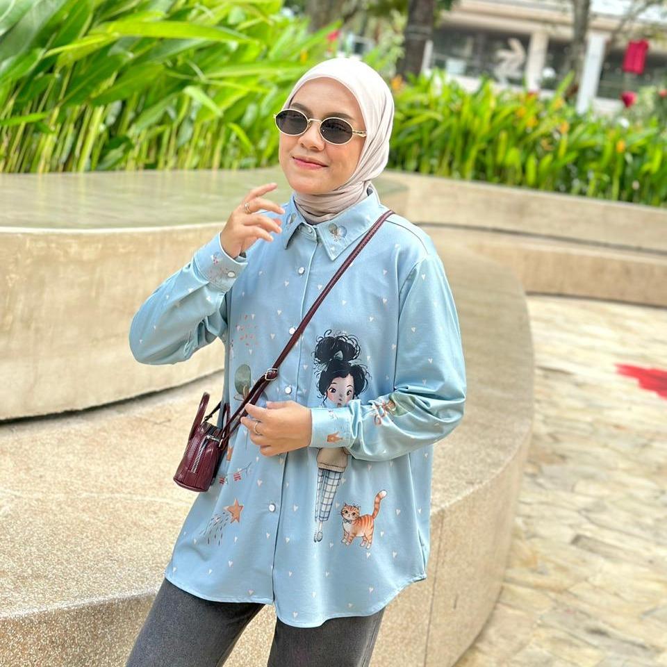 KEMEJA FULL PRINT AMEELA.KL VELO BAHAN CREP LEMBUT