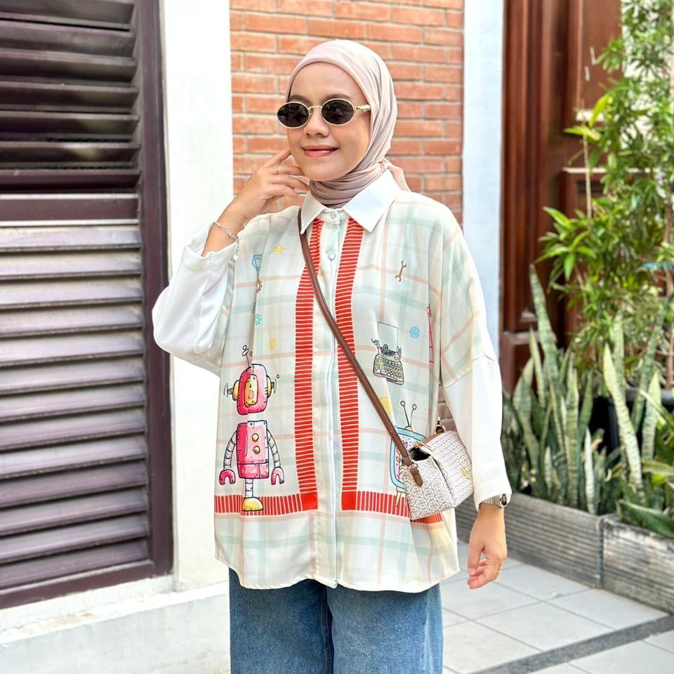 KEMEJA OVERSIZE ARUMI CREP LEONY BY AMEELA. KL